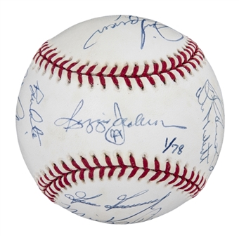 1978 New York Yankees Team Signed OML Kuhn World Series Baseball With 19 Signatures Including Jackson, Gossage & Guidry (LE 1/78) (Beckett)